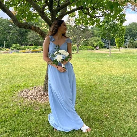 Birdy Grey Dusty Blue Floral Bridesmaid Dresses Birdy Grey